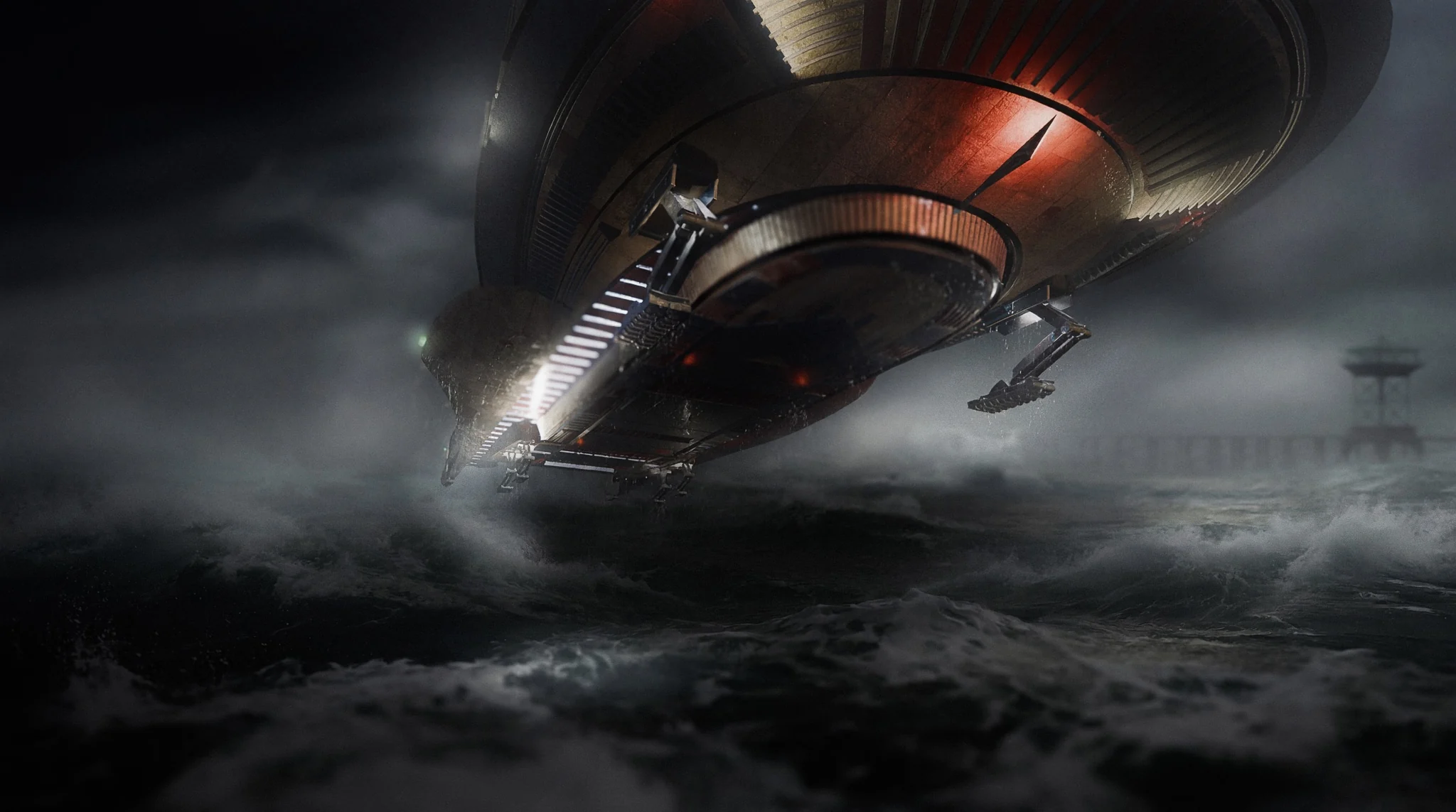 Odyssey Ship moving through a storm